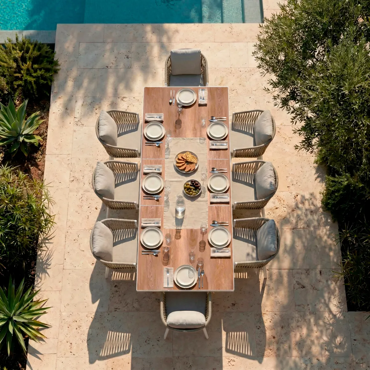 Mesa de jardín extensible en aluminio  10 lugares (260 x 96 cm) Amalfi - Blanco