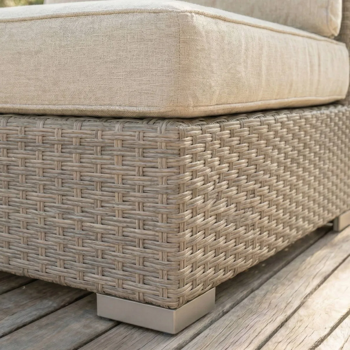Salon de jardin en résine tressée 5 places 6 pcs Palma Gris et beige