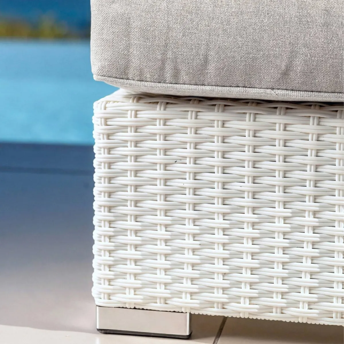 Fauteuil de jardin en résine tressée Palma Blanc et gris