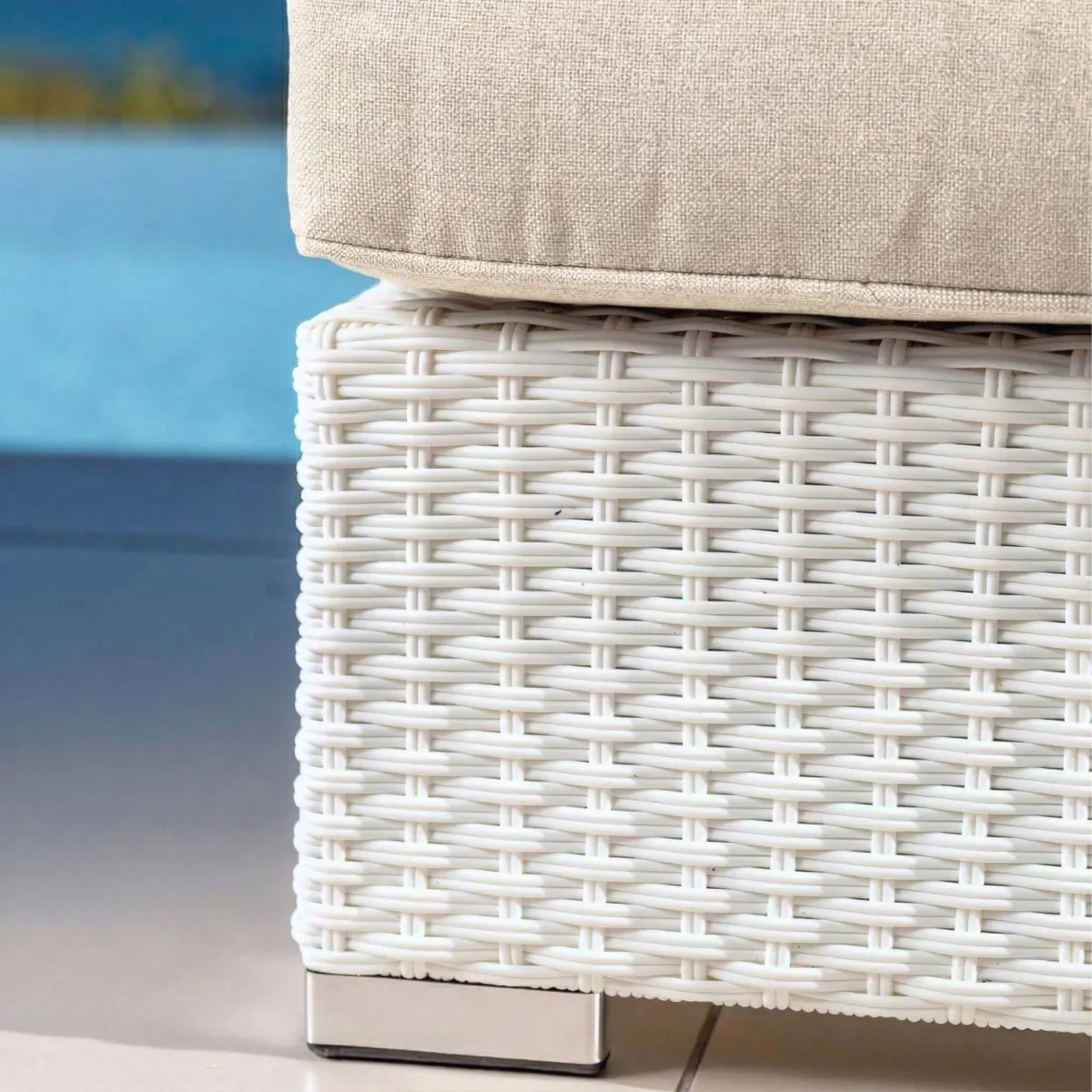 Lounge-Set geflochtenes Polyrattan 9 Plätze 9tlg Palma Weiß und Beige