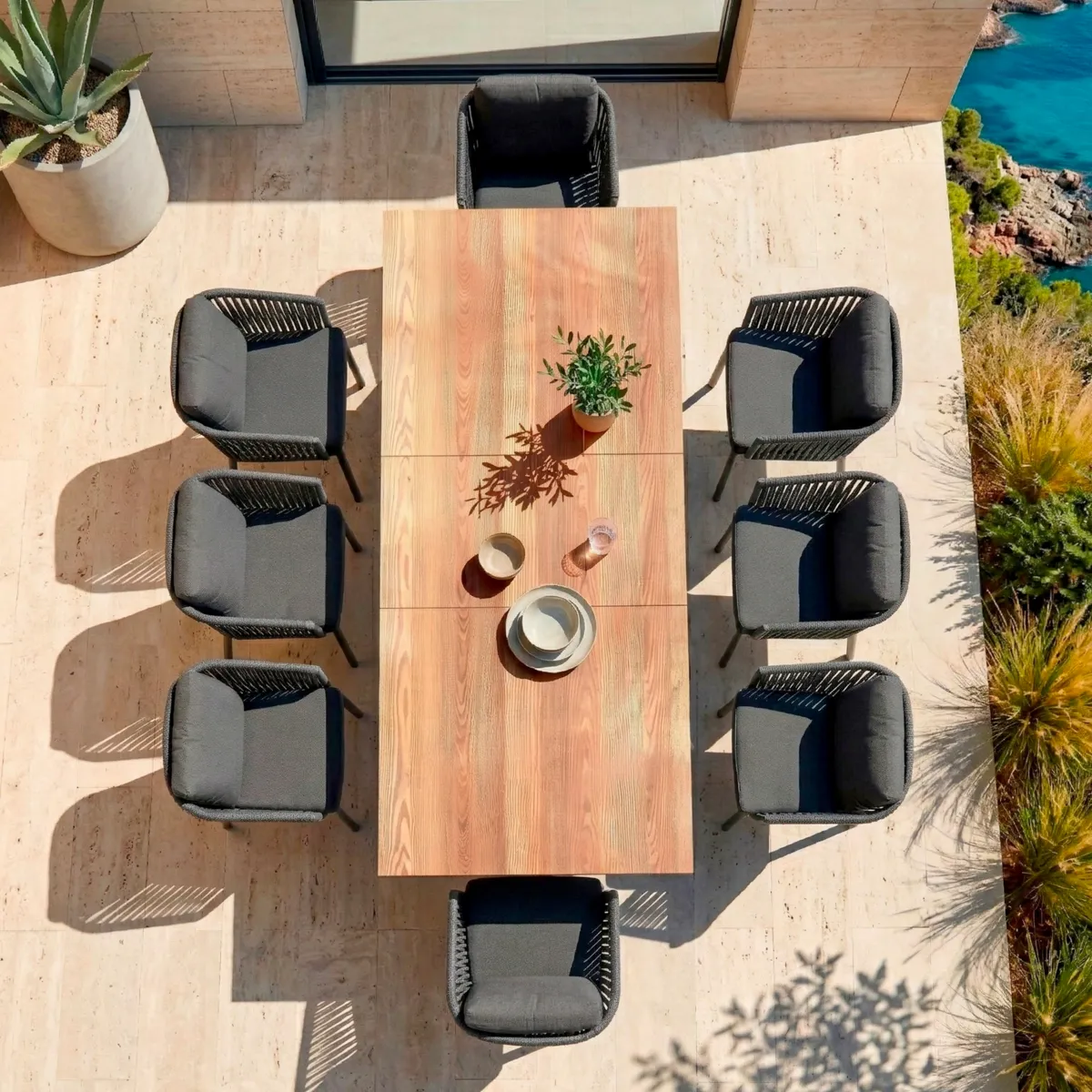 Mesa de jardín extensible en aluminio  10 lugares (260 x 96 cm) Amalfi - Gris antracita