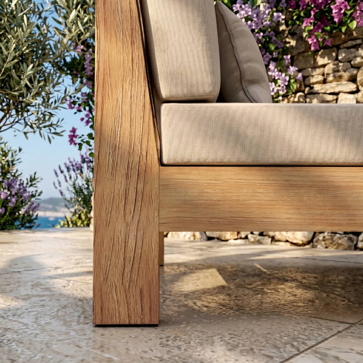 Poltrona da giardino angolare legno di acacia Bornéo Sabbia
