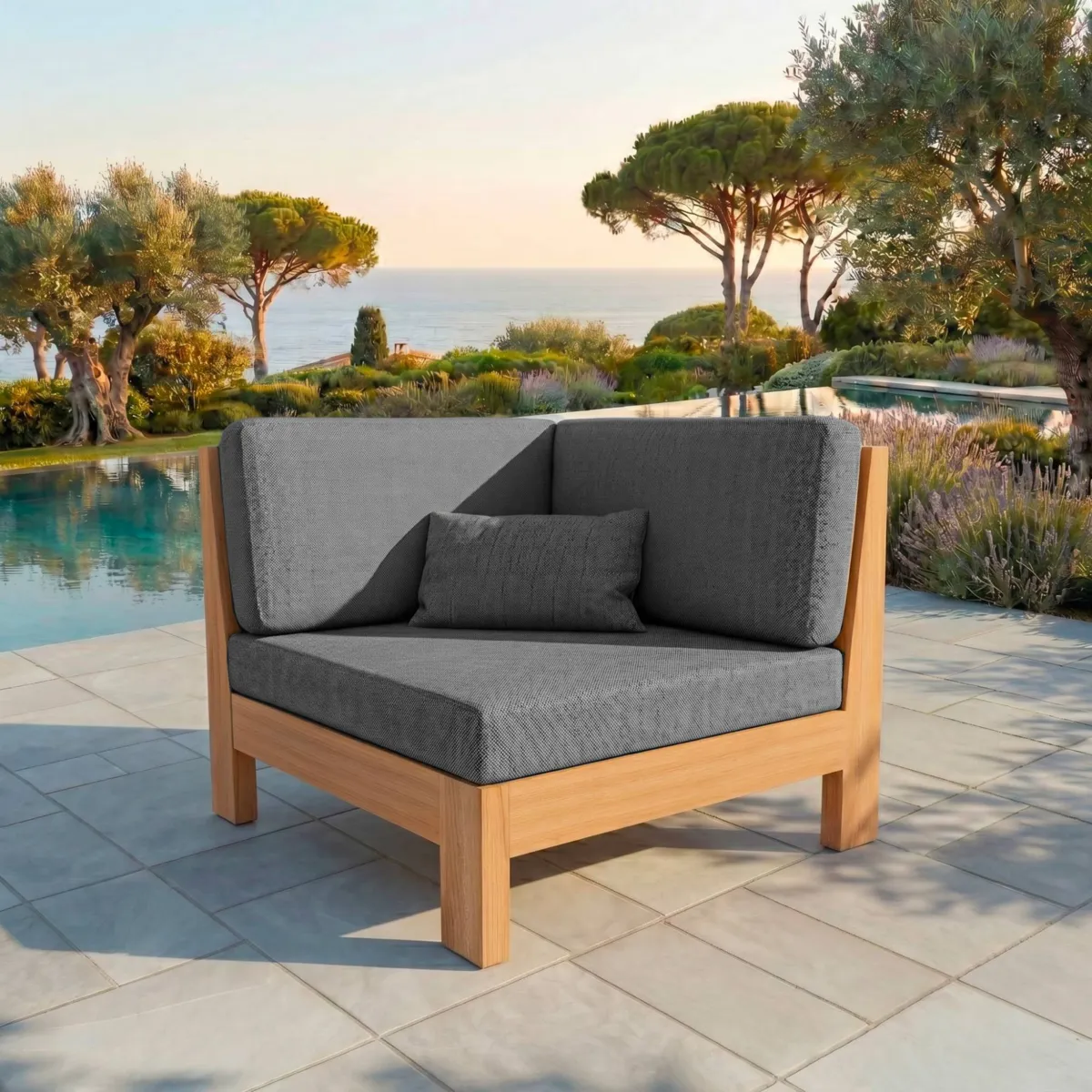 Canapé d'angle de jardin Bornéo - Gris anthracite