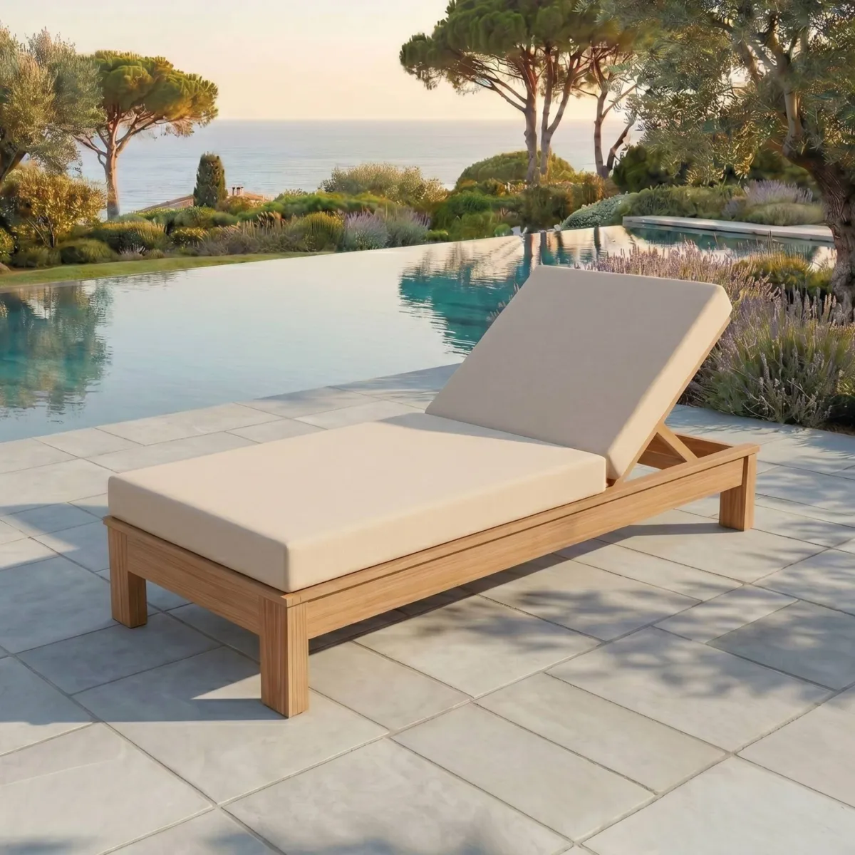 Lettino da spiaggia legno d'acacia Bornéo - Naturale