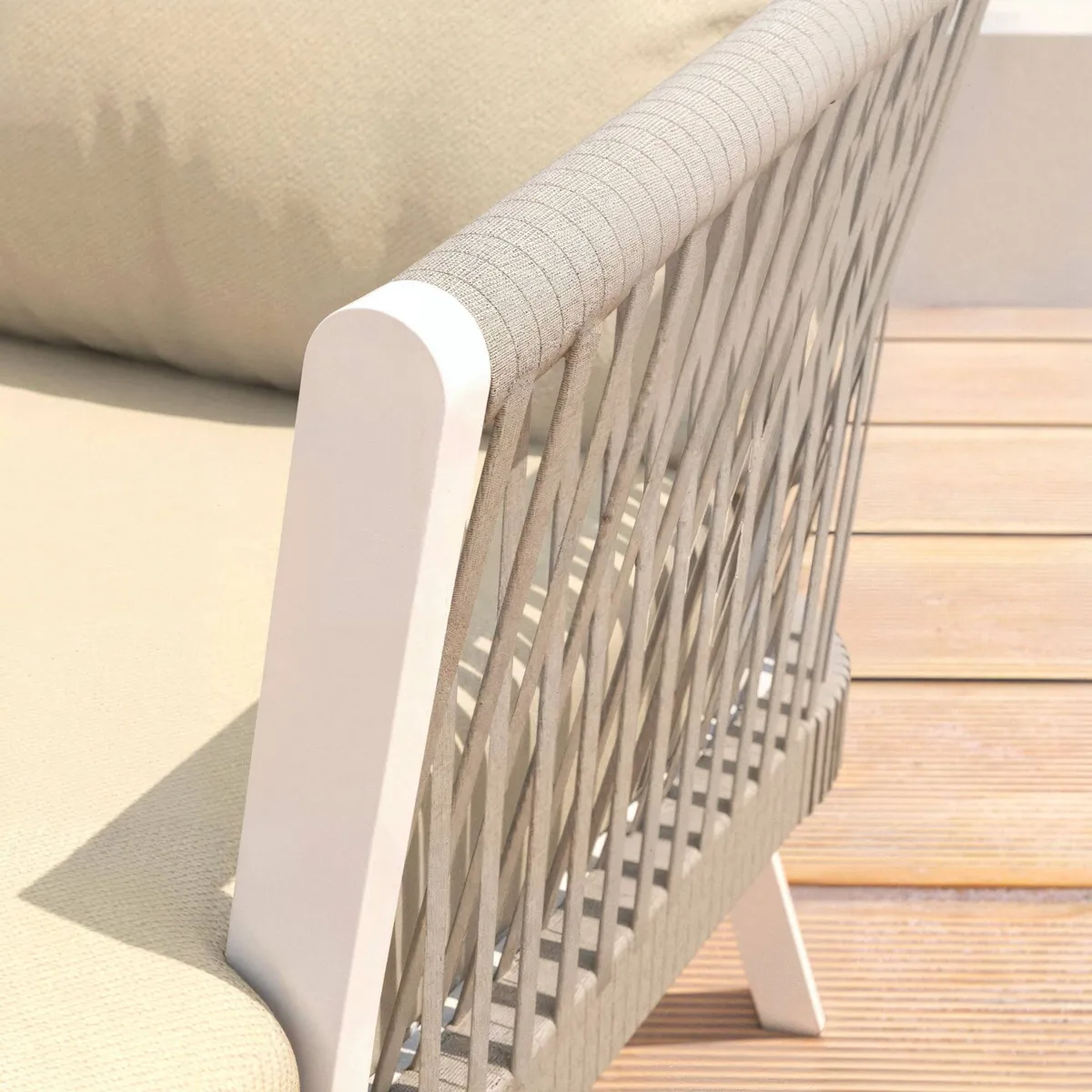 Canapé de jardin en aluminium 3 places Amalfi Blanc et beige