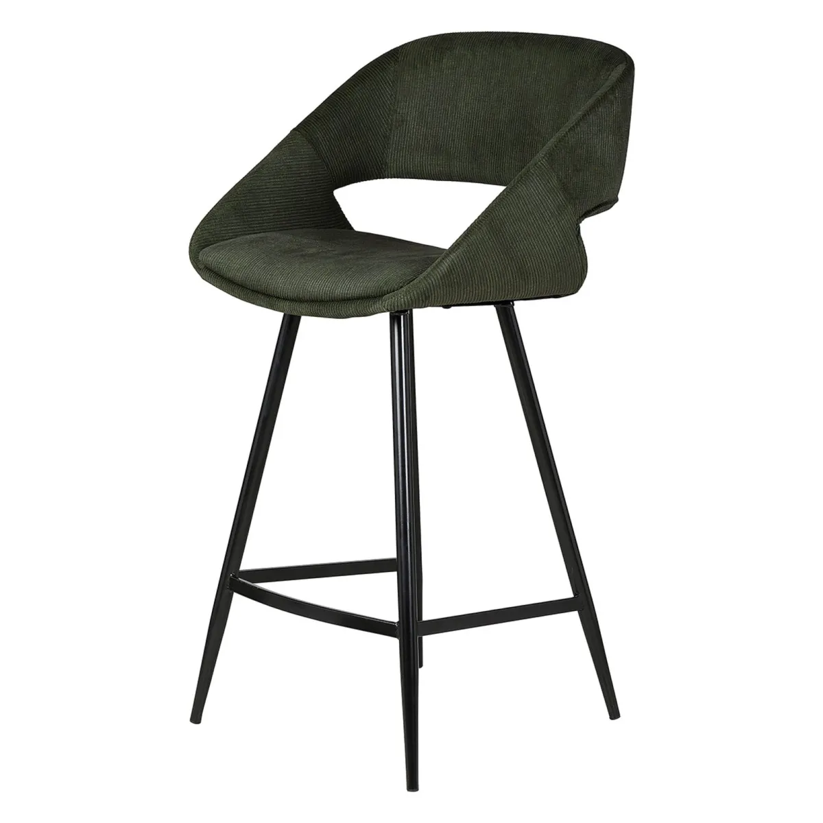 Set di 2 sedie per isola centrale con schienale in velluto a coste (Altezza seduta 68cm) Kosmo Verde scuro