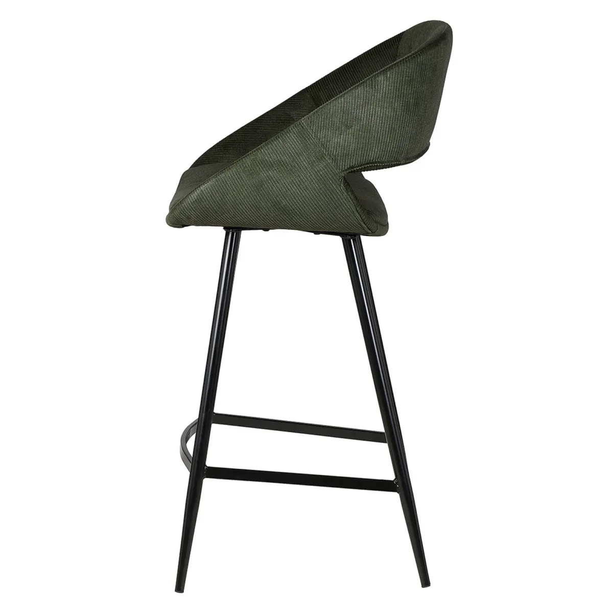 Lot de 2 chaises îlot central avec dossier velours côtelé (Assise 68cm) Kosmo Vert foncé
