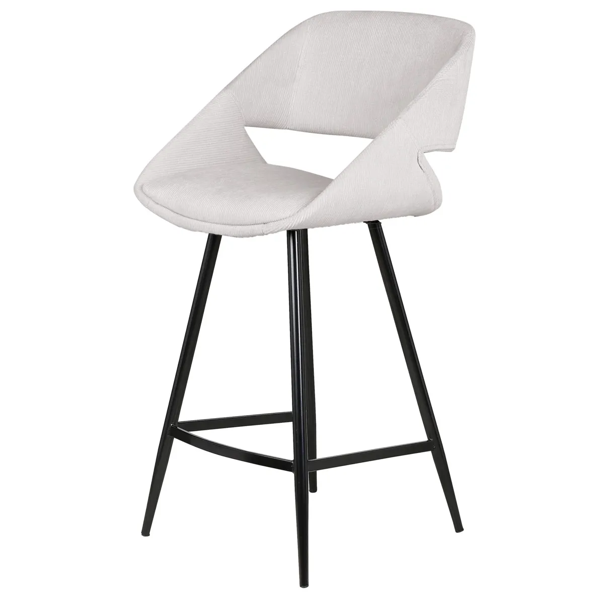 Lot de 2 chaises îlot central avec dossier velours côtelé (Assise 68cm) Kosmo Ecru