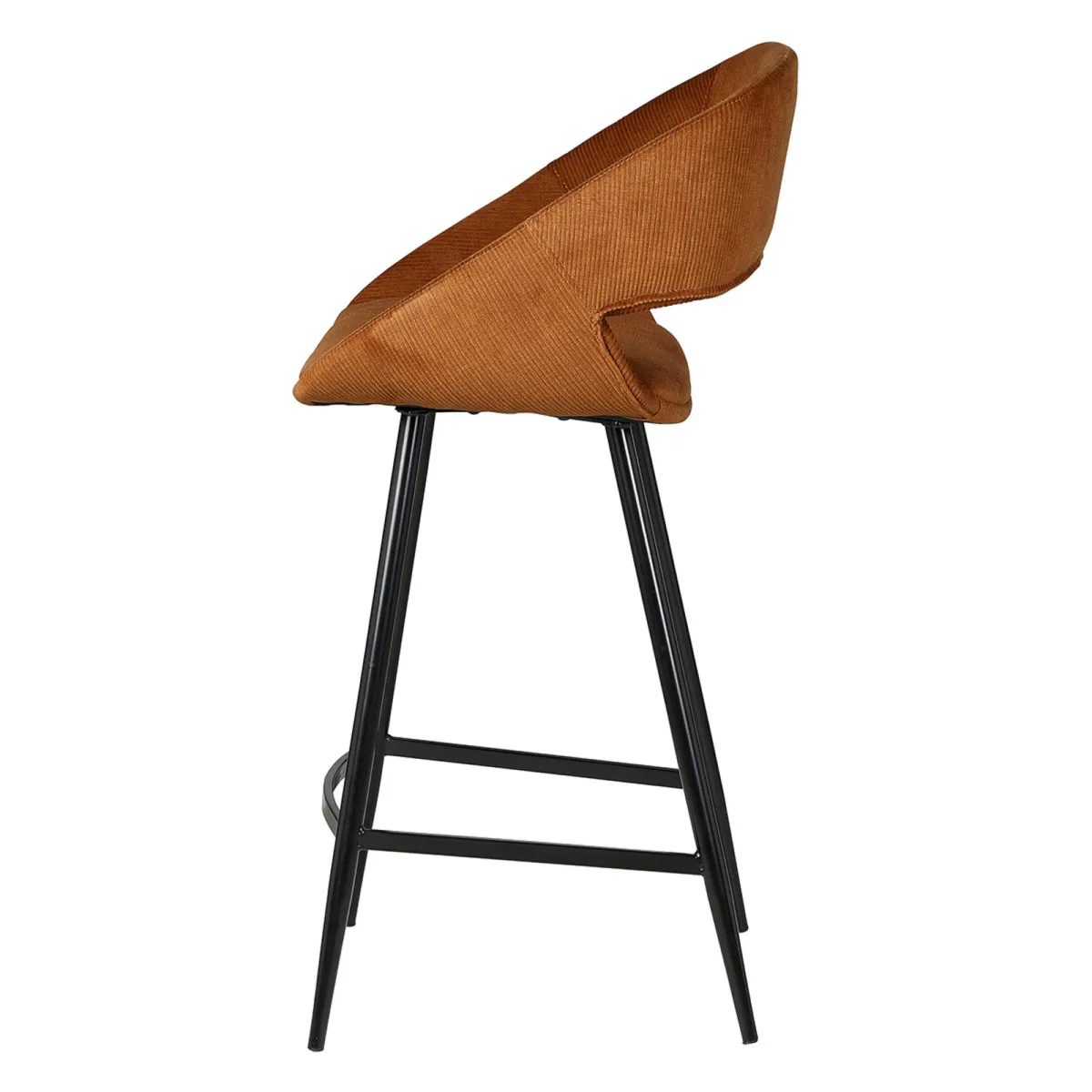 Set di 2 sedie per isola centrale con schienale in velluto a coste (Altezza seduta 68cm) Kosmo Cognac