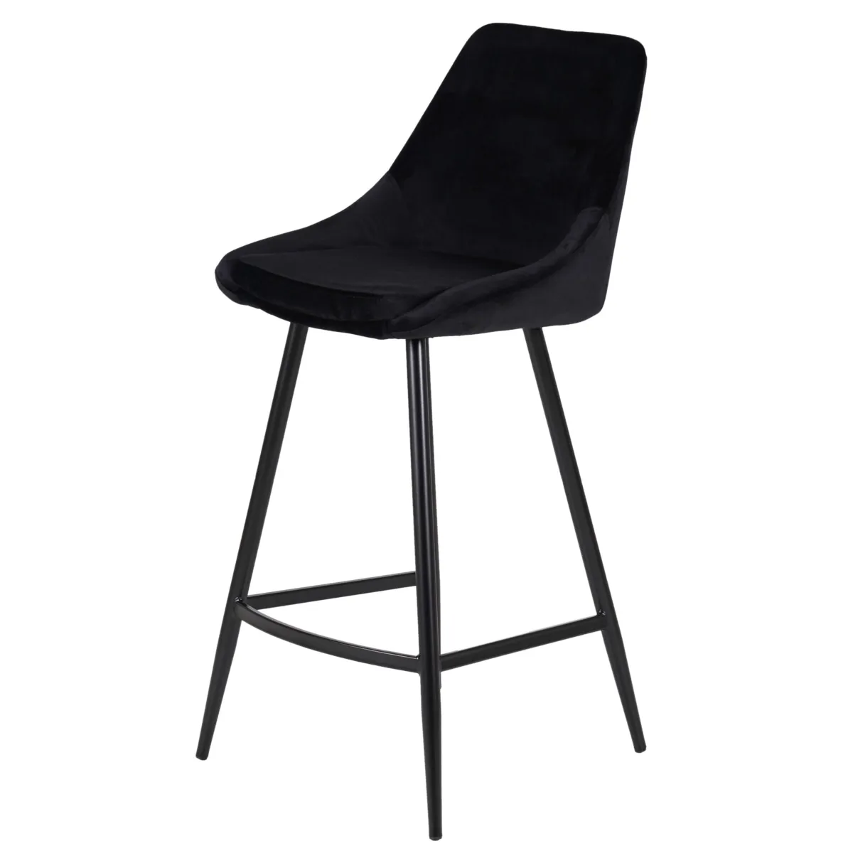 Set di 2 sgabelli da bar con schienale in velluto (Altezza seduta 75cm) Juno Nero