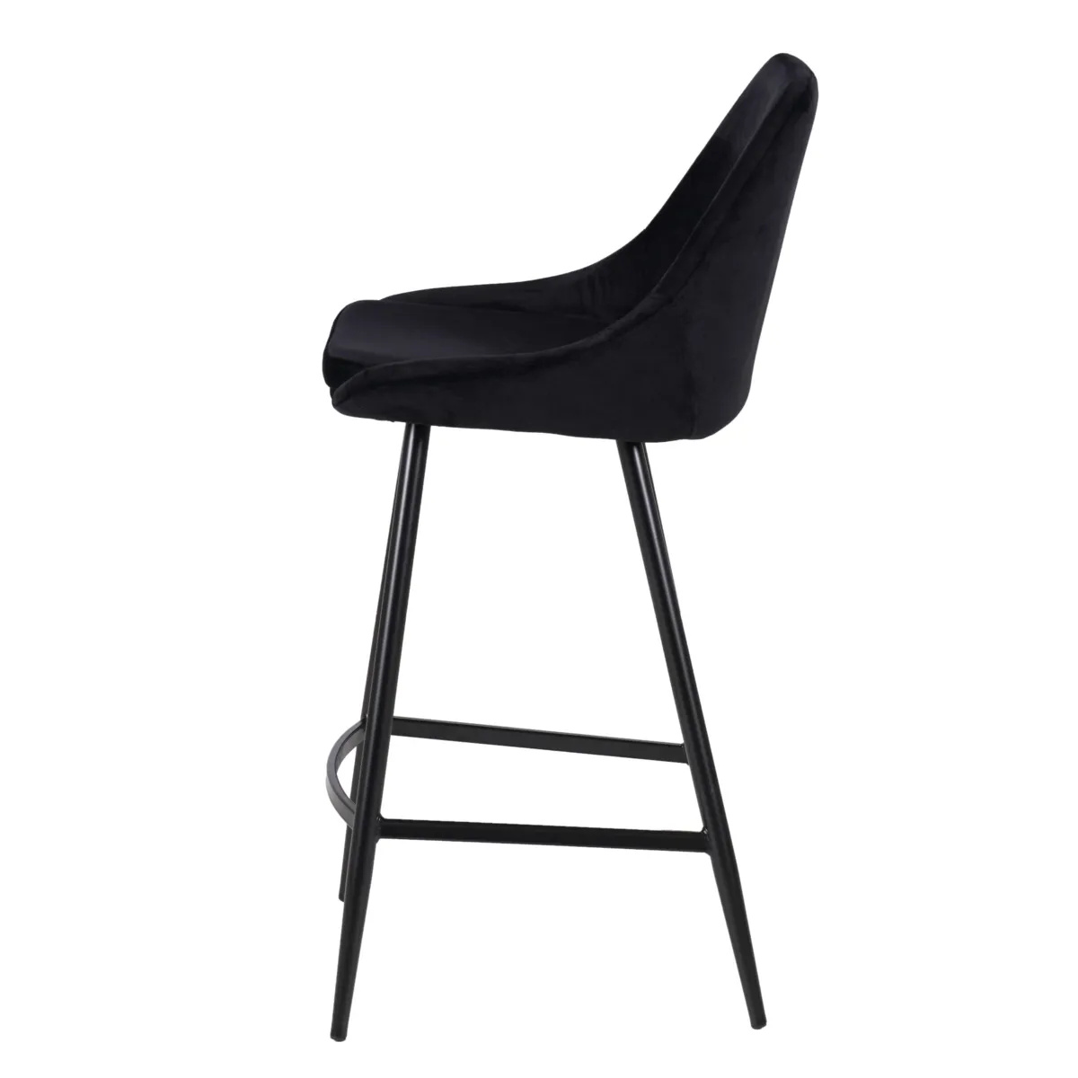 Set di 2 sgabelli da bar con schienale in velluto (Altezza seduta 75cm) Juno Nero