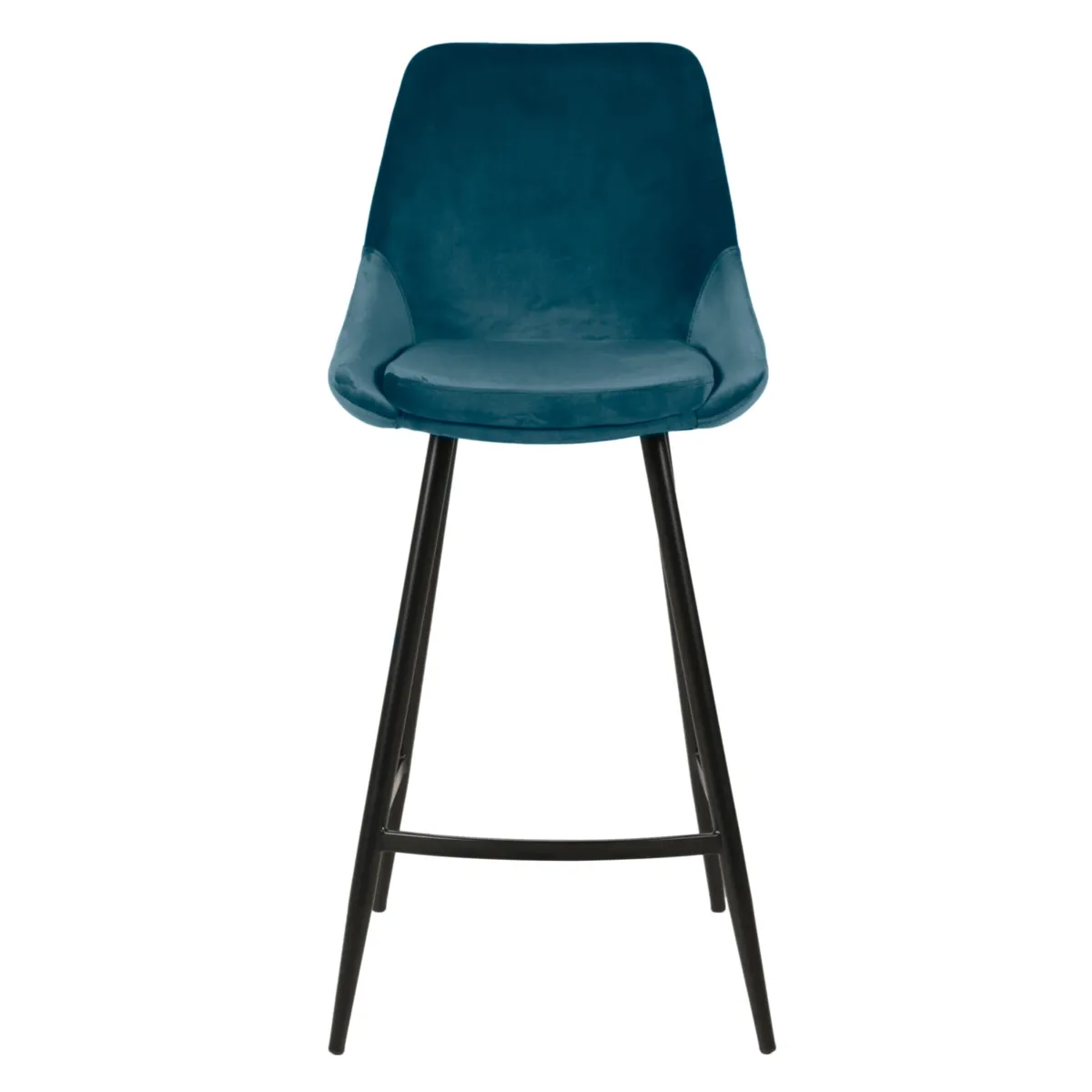 Lot de 2 chaises de bar avec dossier velours (Assise 75cm) Juno Bleu foncé