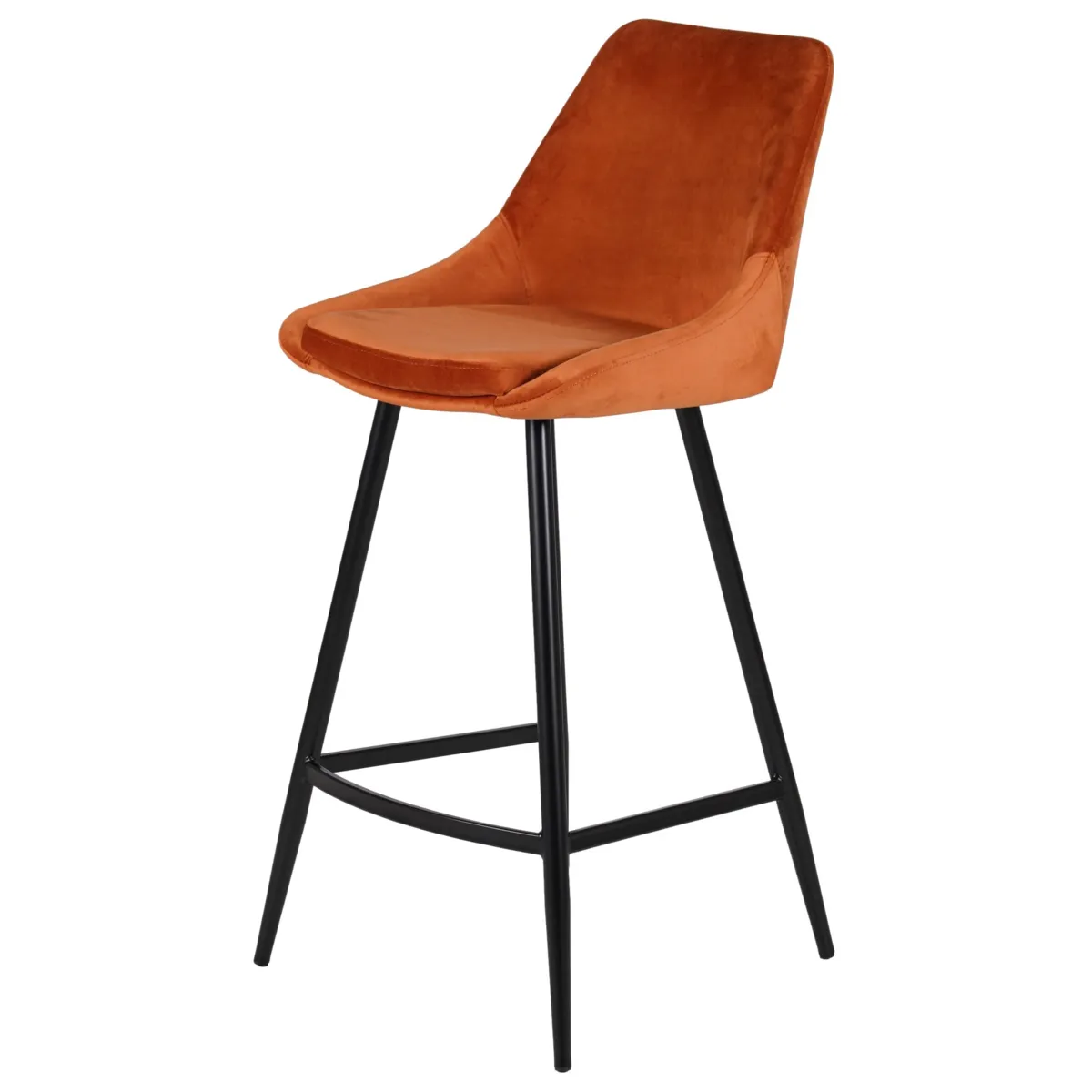 Set di 2 sgabelli da bar con schienale in velluto (Altezza seduta 75cm) Juno Cognac