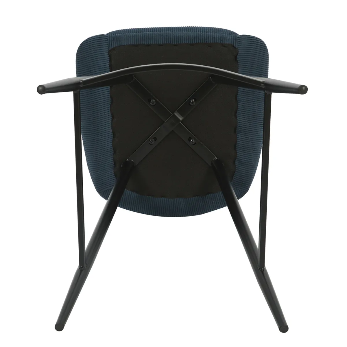 Set aus 2 Barhockern mit Ripp-Velours Rückenlehne (Sitzhöhe 75 cm) Juno Dunkelblau
