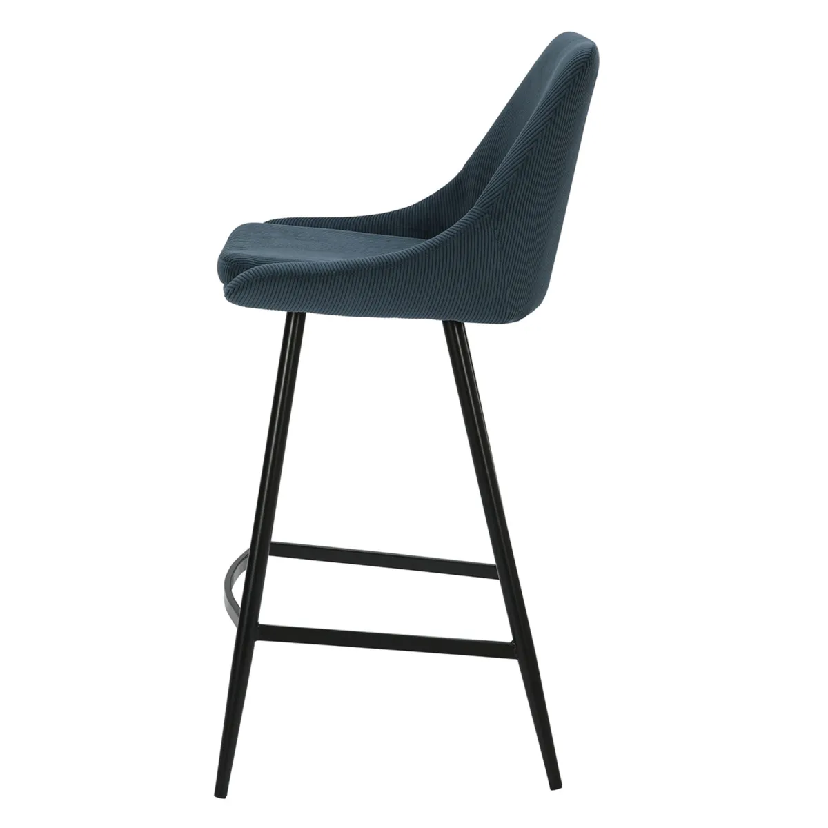 Lot de 2 chaises îlot central avec dossier velours côtelé (Assise 67cm) Juno Bleu