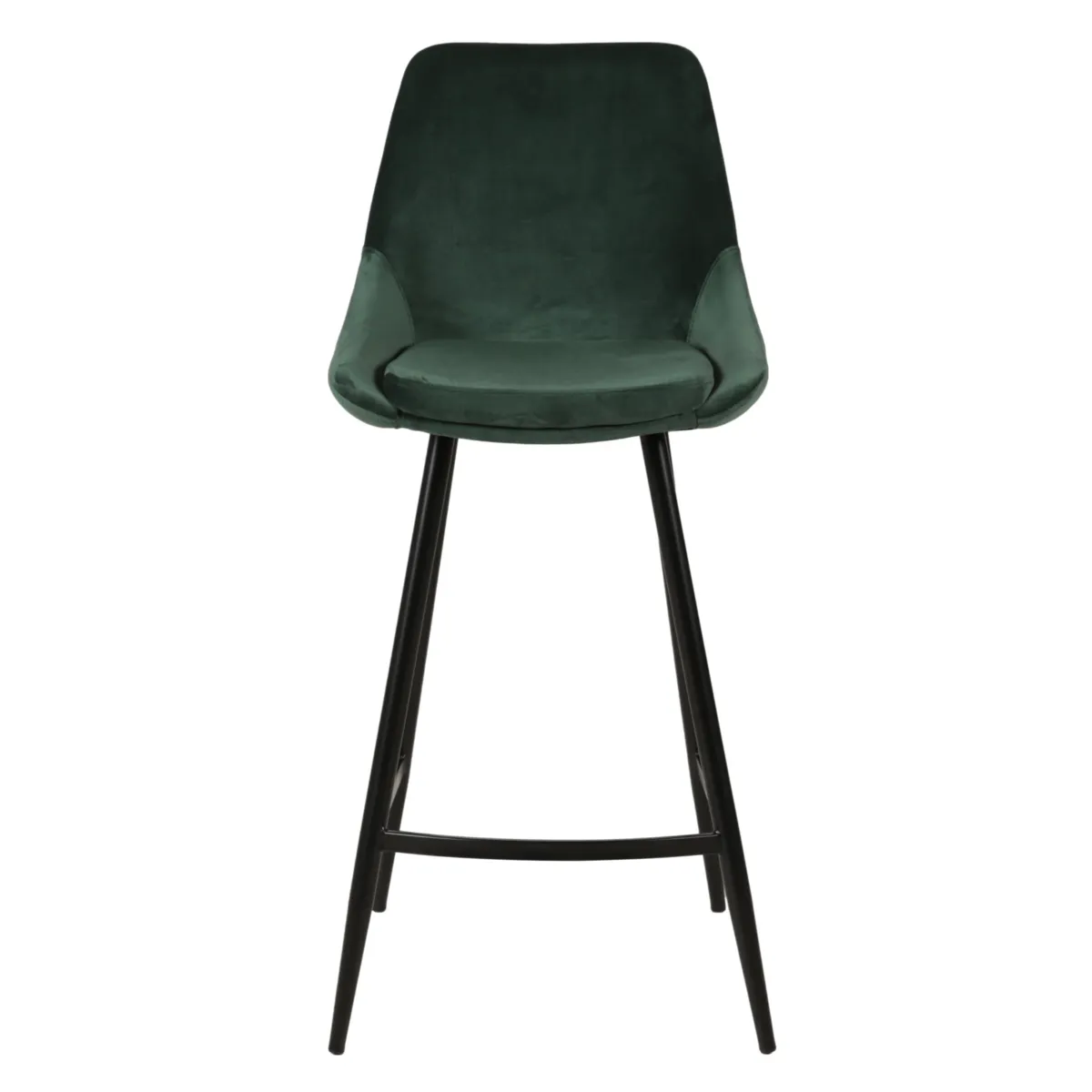 Lot de 2 chaises îlot central avec dossier velours (Assise 67cm) Juno Vert foncé