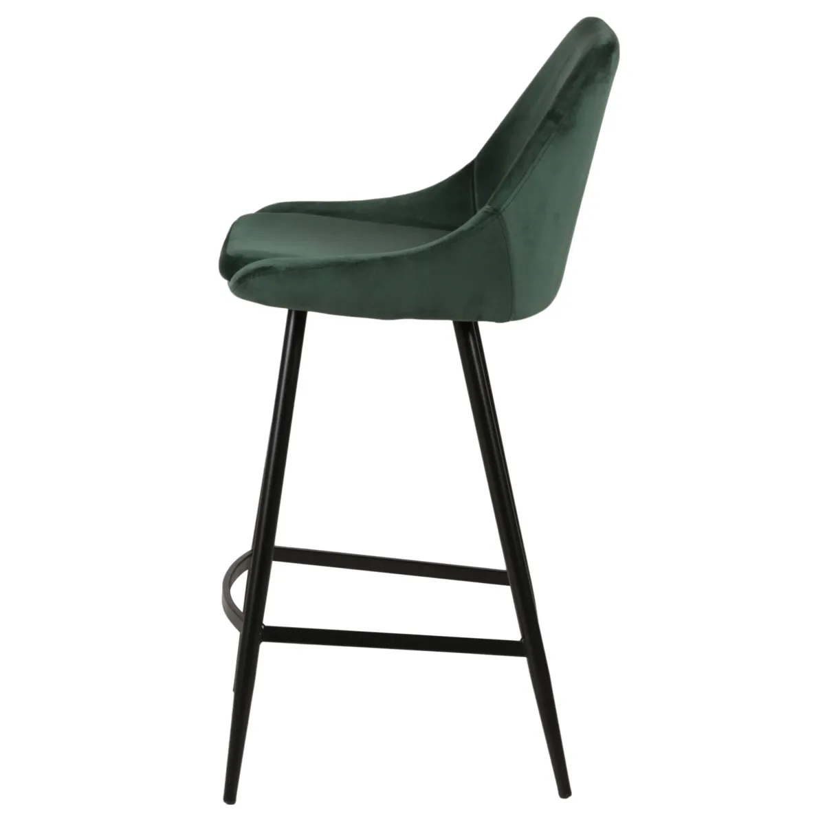 Lot de 2 chaises îlot central avec dossier velours (Assise 67cm) Juno Vert foncé