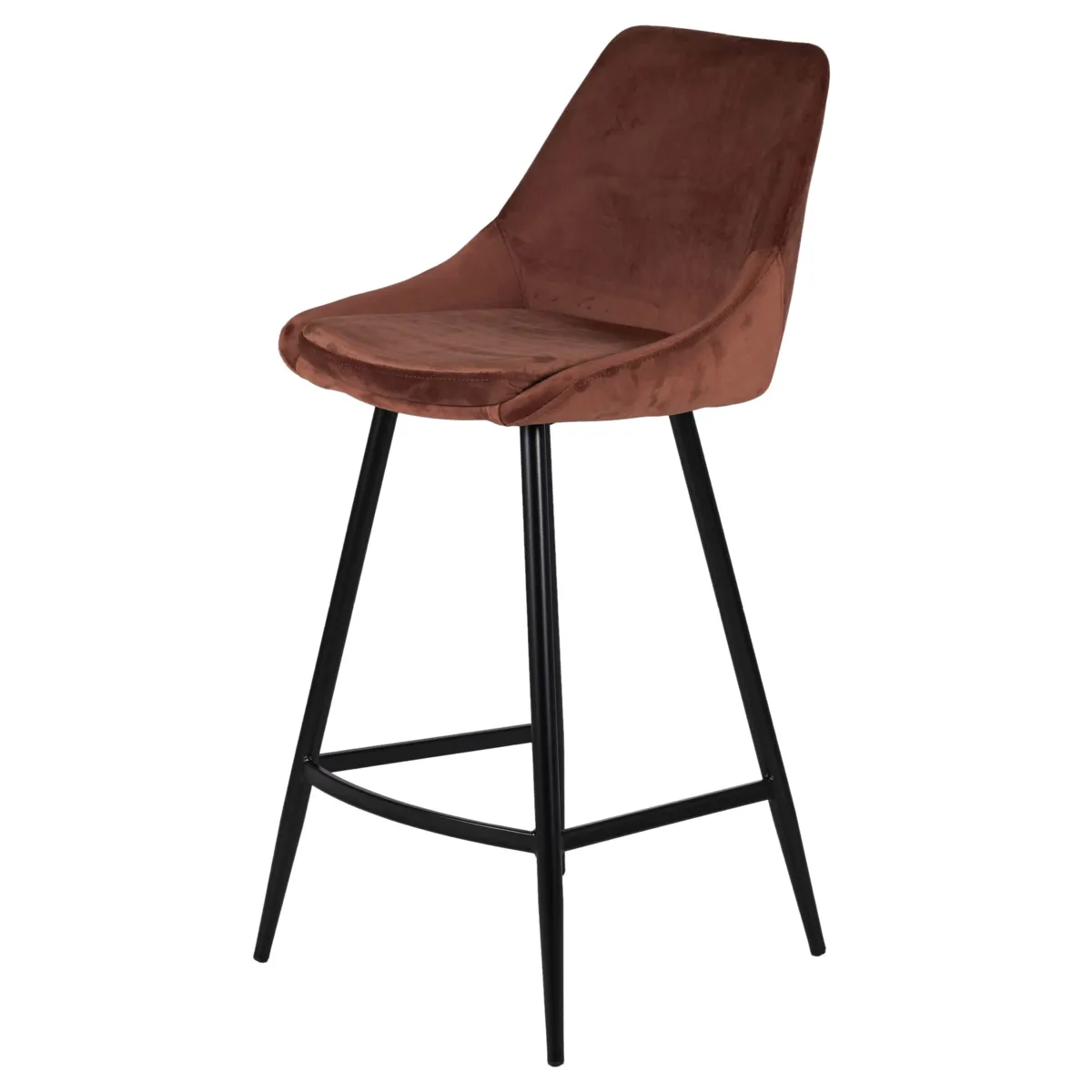 Lot de 2 chaises îlot central avec dossier velours (Assise 67cm) Juno Marron
