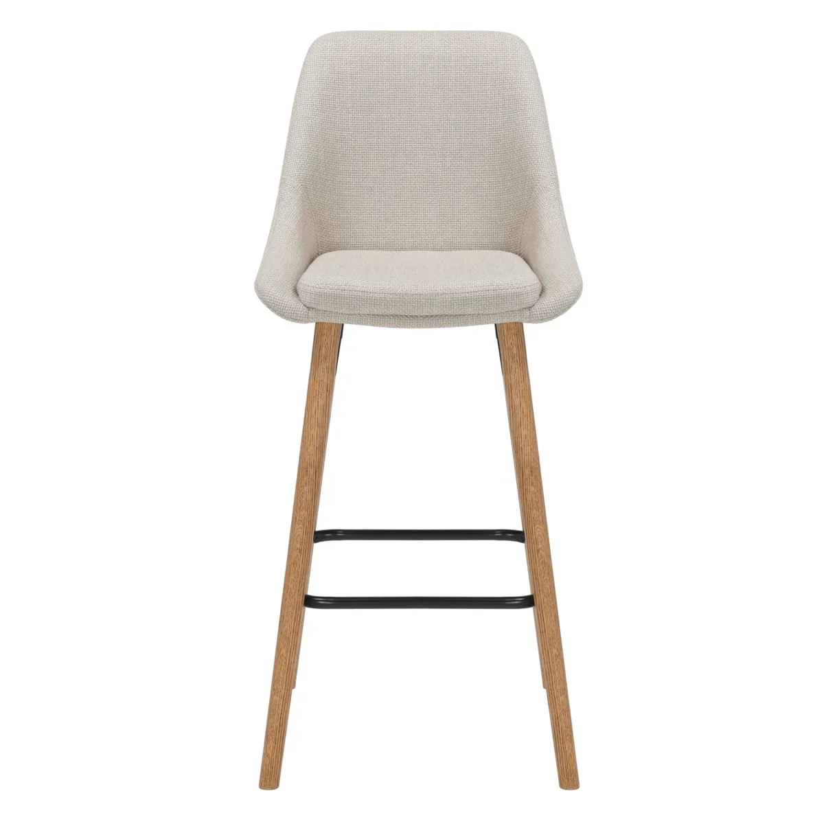 Set di 2 sedie per isola centrale con schienale in tessuto (Altezza seduta 67cm) Juno Crema gambe in rovere