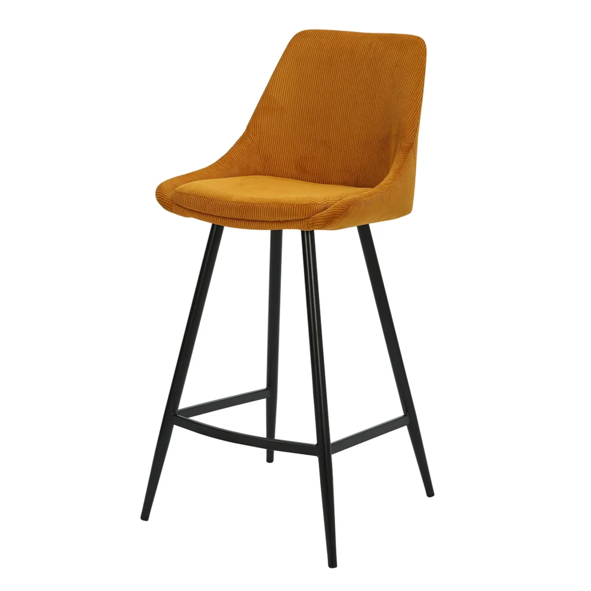 Set di 2 sedie per isola centrale con schienale in velluto a coste (Altezza seduta 67cm) Juno Giallo curry