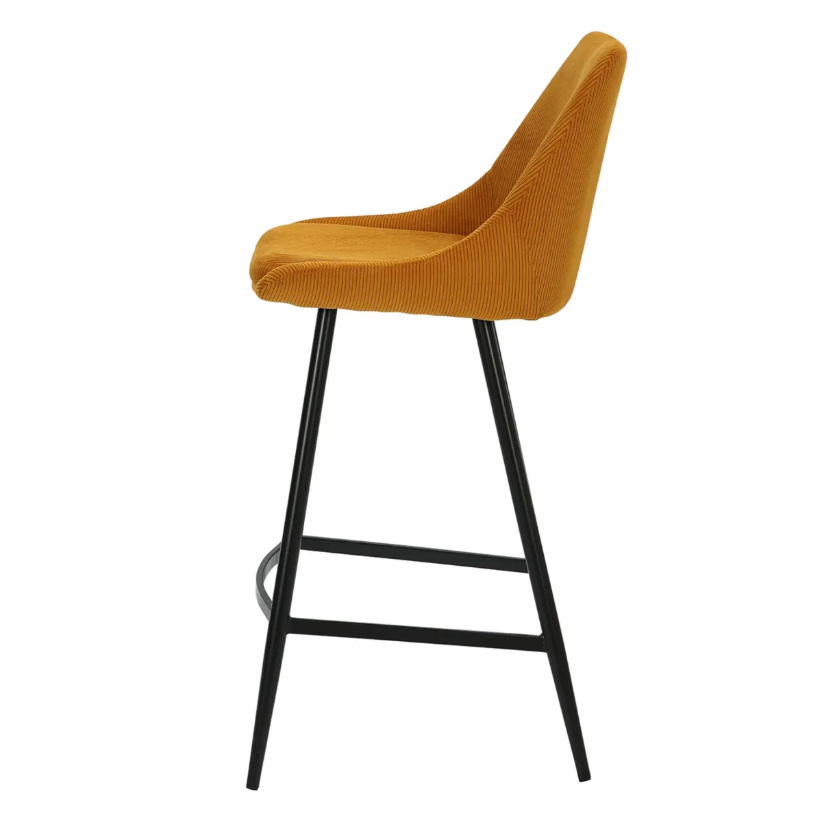 Set di 2 sedie per isola centrale con schienale in velluto a coste (Altezza seduta 67cm) Juno Giallo curry