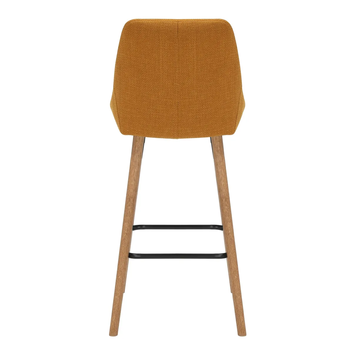 Set di 2 sedie per isola centrale con schienale in tessuto (Altezza seduta 67cm) Juno Giallo ocra gambe in quercia