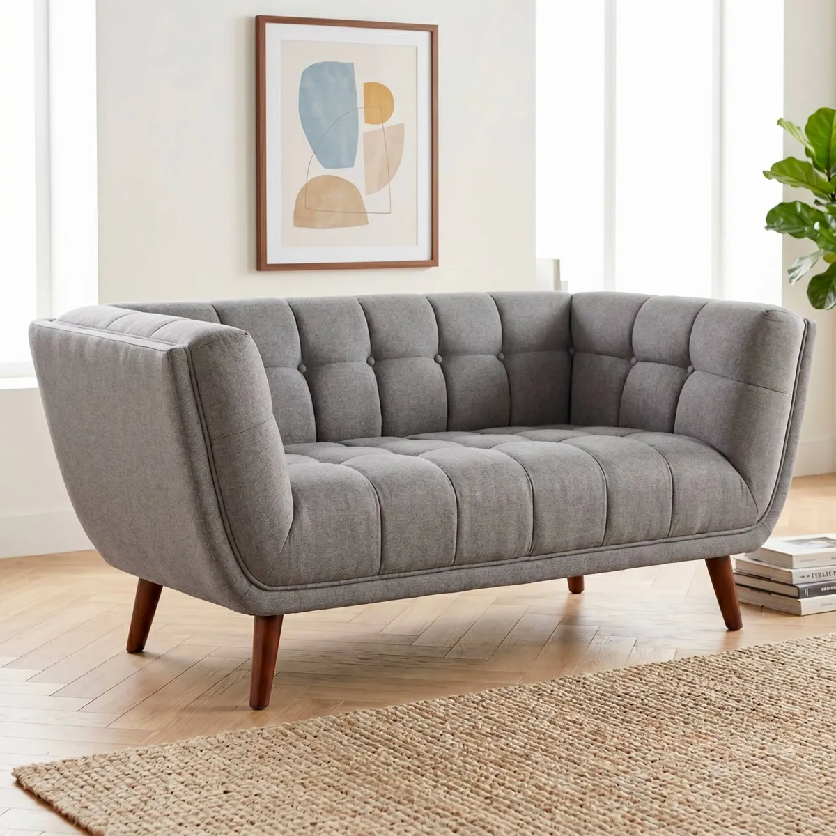 Canapé droit 2 places tissu (164 cm) Rory Gris foncé