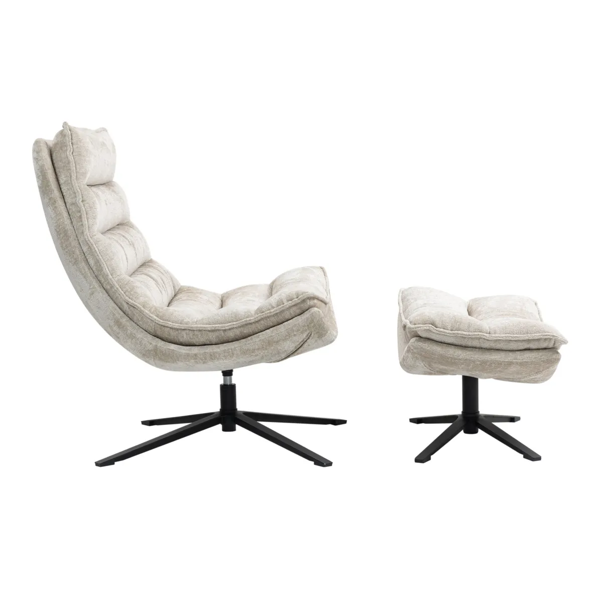 Poggiapiedi in tessuto testurizzato (H45,5 cm) Oblo Beige