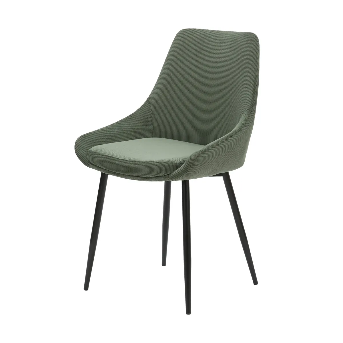 LOT DE 2  Chaise en velours c™telŽ vert kaki - L x P x H : 48 x 55 x 84 cm BARI