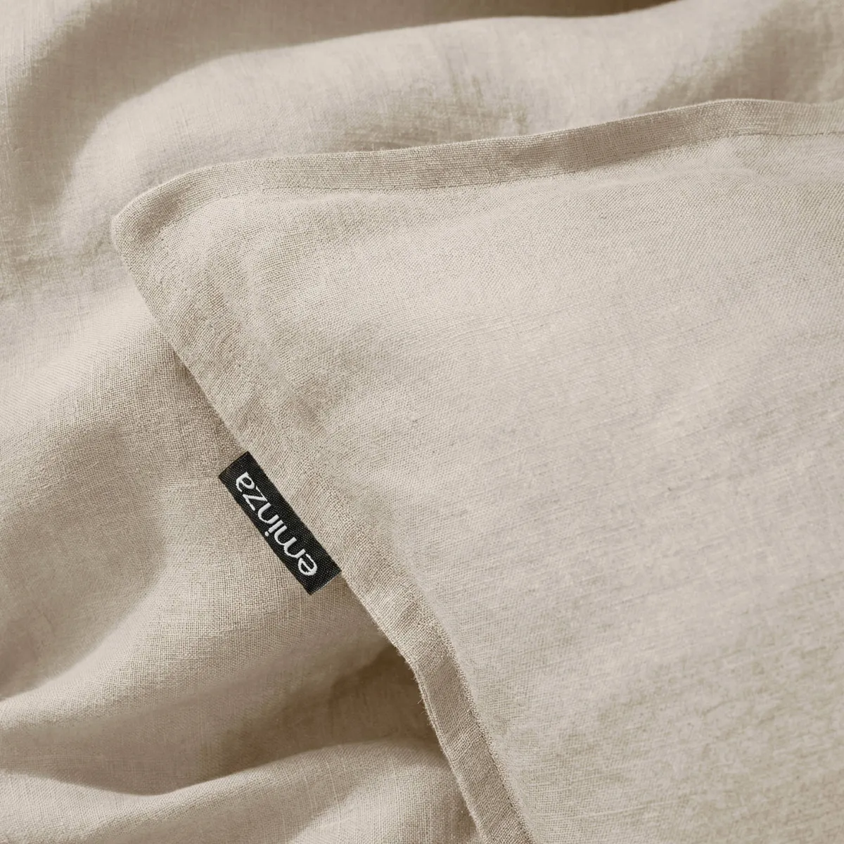 Funda de almohada cuadrada en lino lavado (80 cm) Louise Beige 4