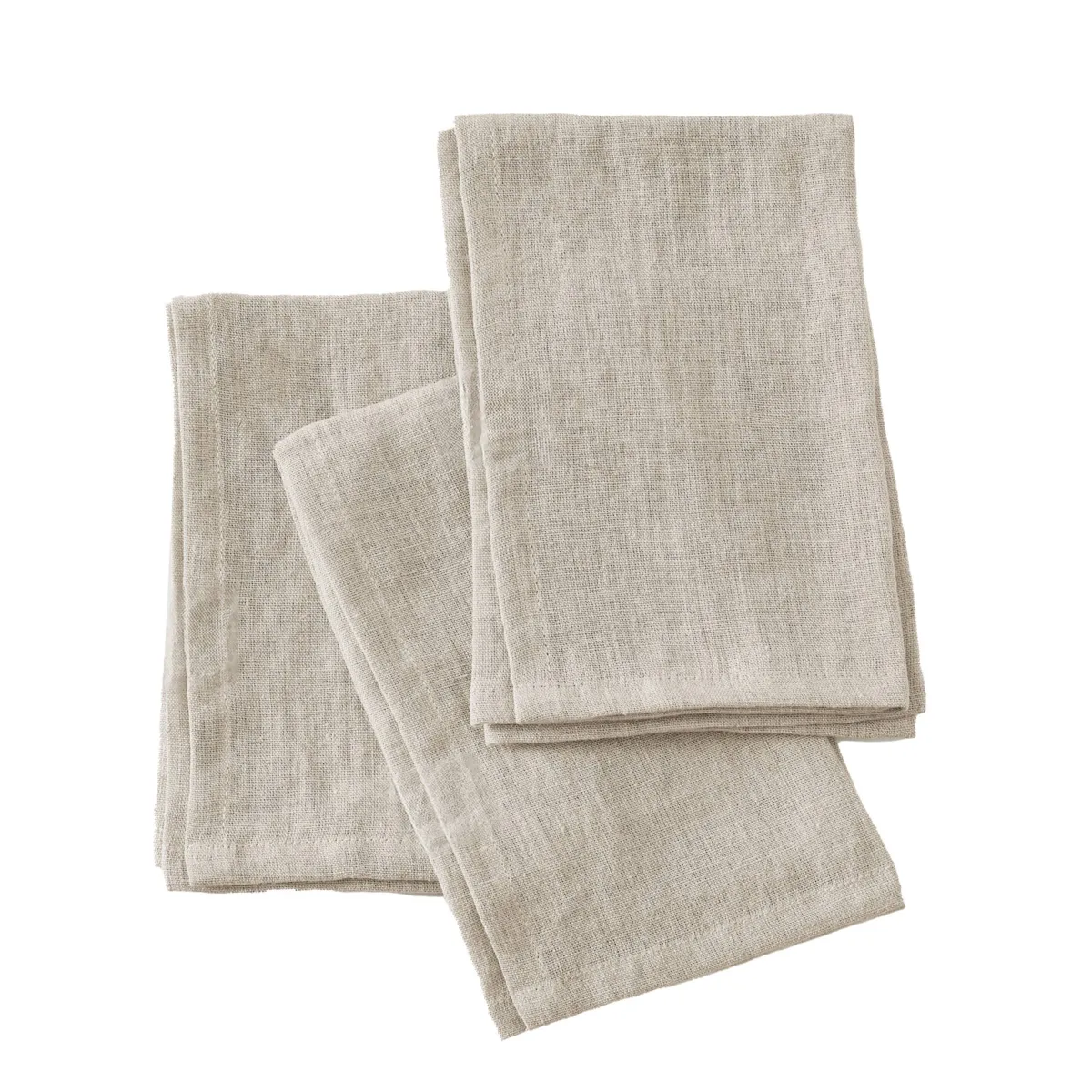 Lot de 3 serviettes lin lavé Louise Beiges