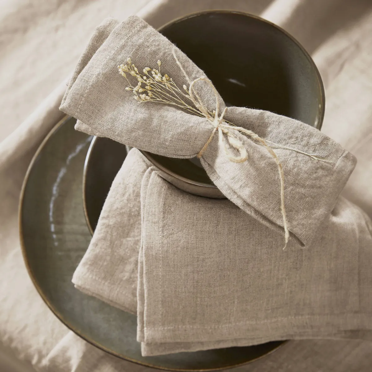 Nappe rectangulaire lin lavé (L250 cm) Louise Beige
