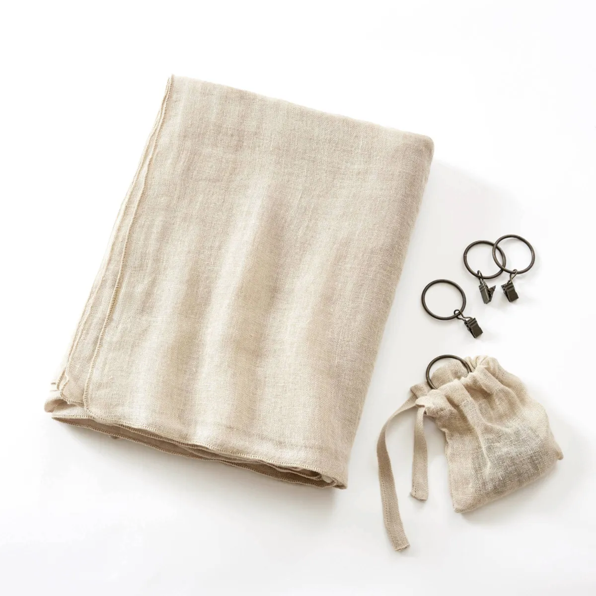 Tenda regolabile in lino lavato (140 x max 270 cm) Louise Beige