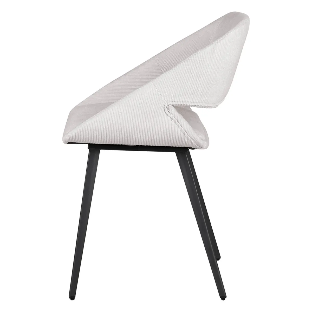 Set di 2 sedie da pranzo in velluto a coste (seduta 49 cm) Orka Ecru