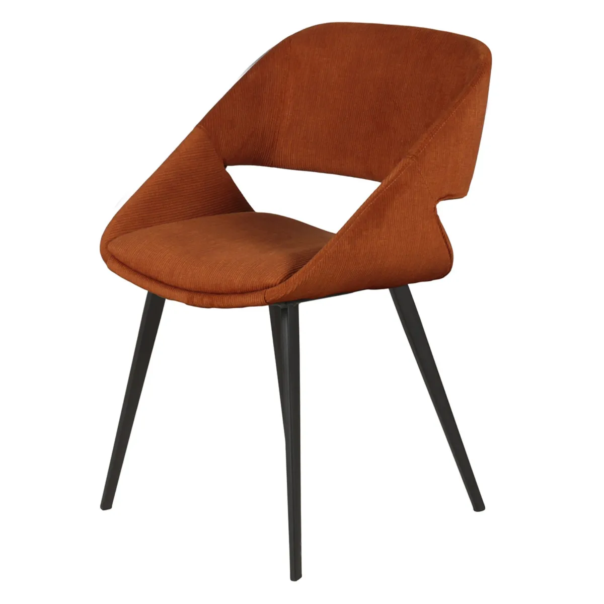 Lot de 2 chaises de salle à manger velours côtelé (Assise 49 cm) Orka Cognac