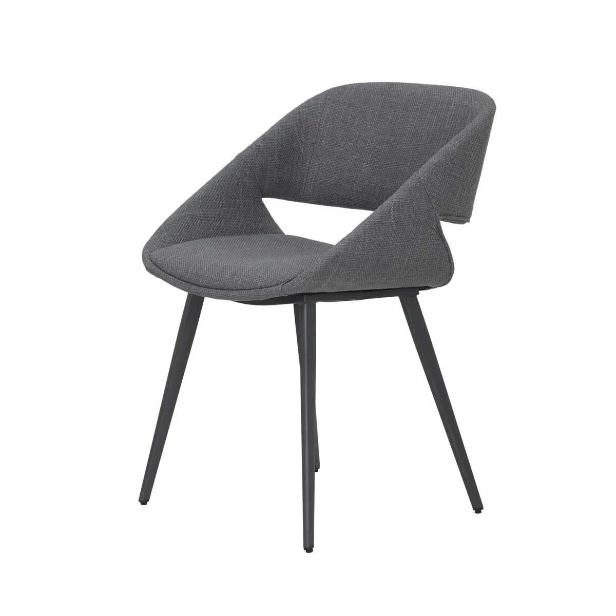 Lot de 2 chaises de salle à manger tissu (Assise 49 cm) Orka Gris foncé