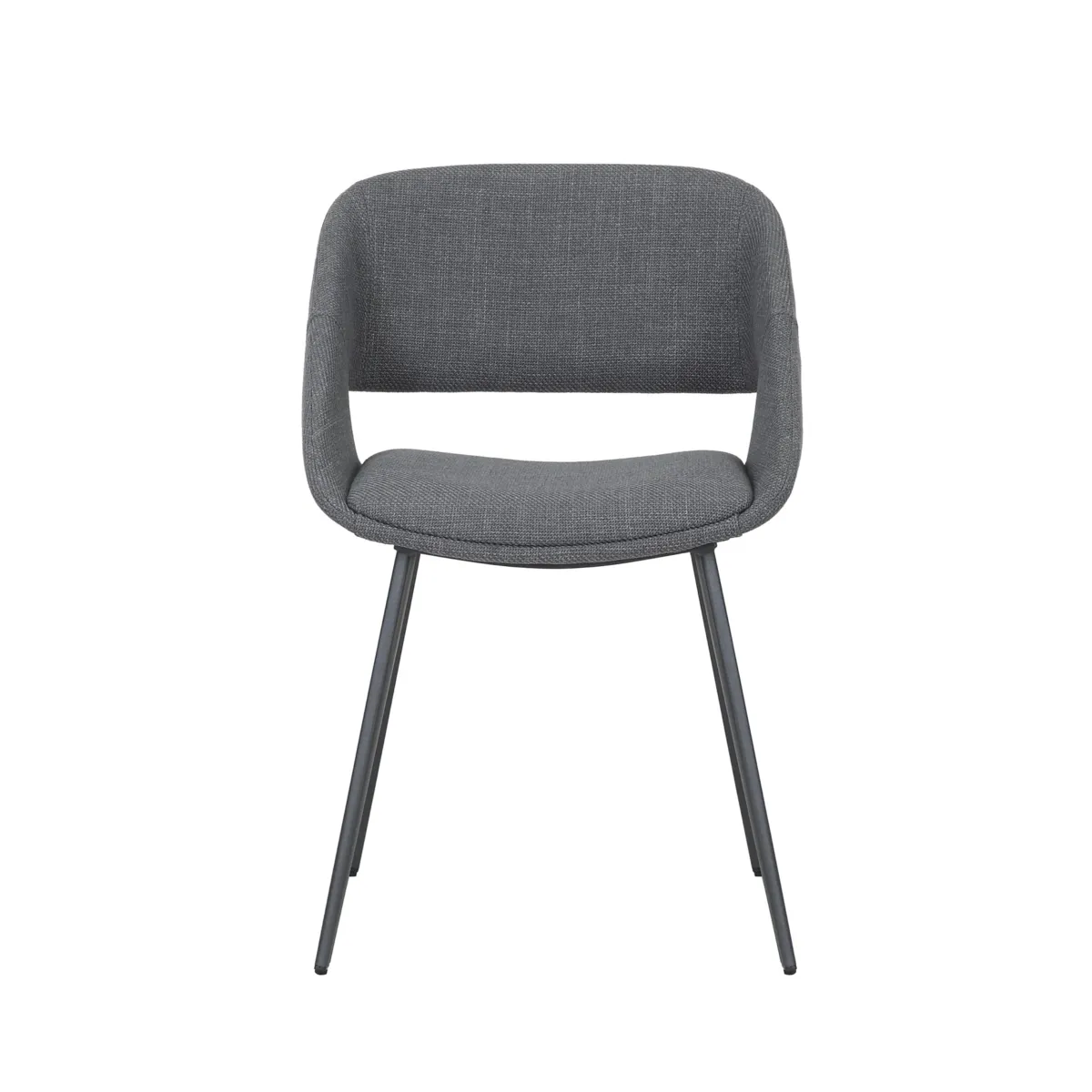 Lot de 2 chaises de salle à manger tissu (Assise 49 cm) Orka Gris foncé