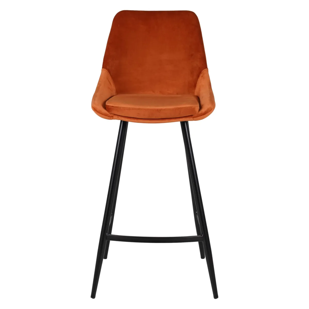 Lot de 2 chaises îlot central avec dossier velours (Assise 67cm) Juno Cognac