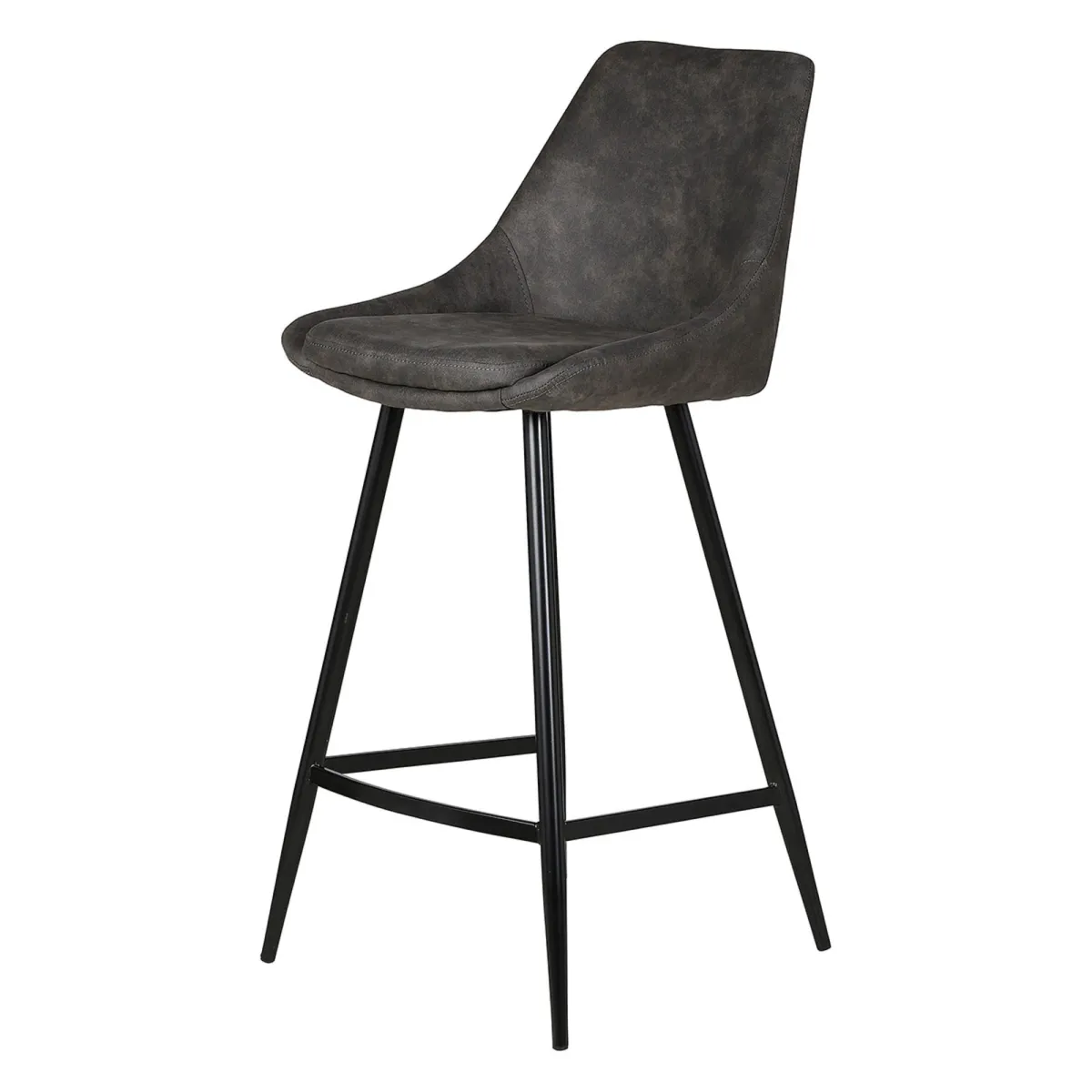 Set di 2 sedie per isola centrale con schienale in tessuto effetto camoscio (Altezza seduta 67cm) Juno Grigio scuro