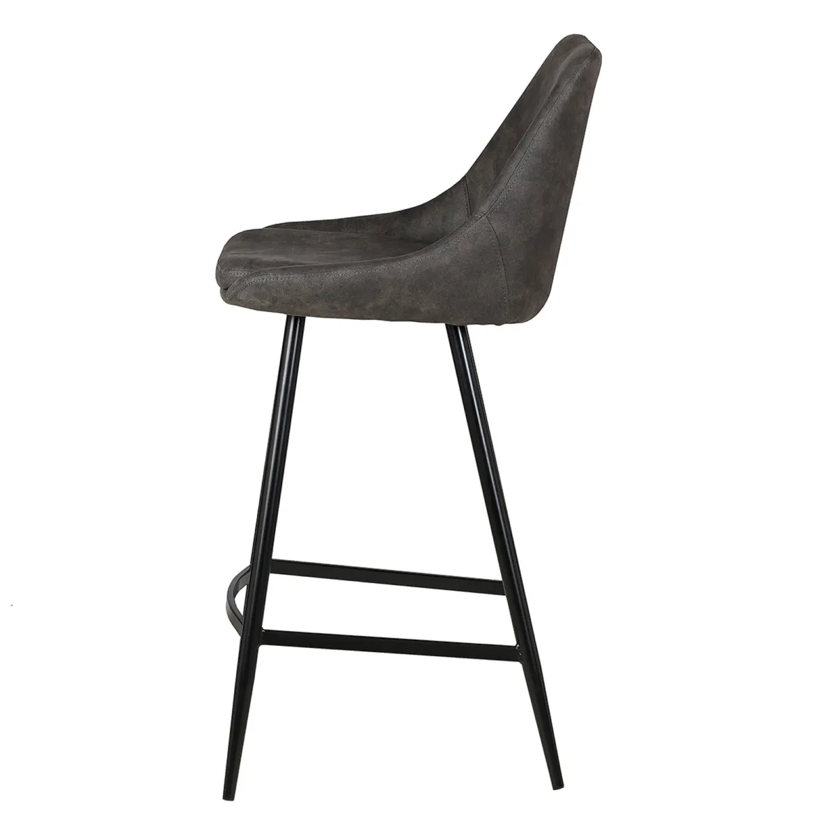 Set di 2 sedie per isola centrale con schienale in tessuto effetto camoscio (Altezza seduta 67cm) Juno Grigio scuro