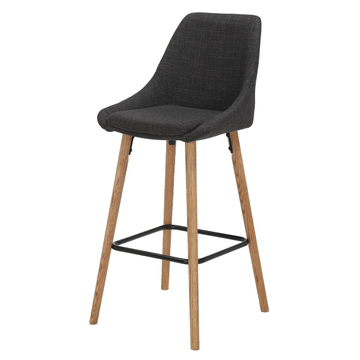 Set di 2 sedie per isola centrale con schienale in tessuto (Altezza seduta 67cm) Juno Grigio antracite gambe in quercia