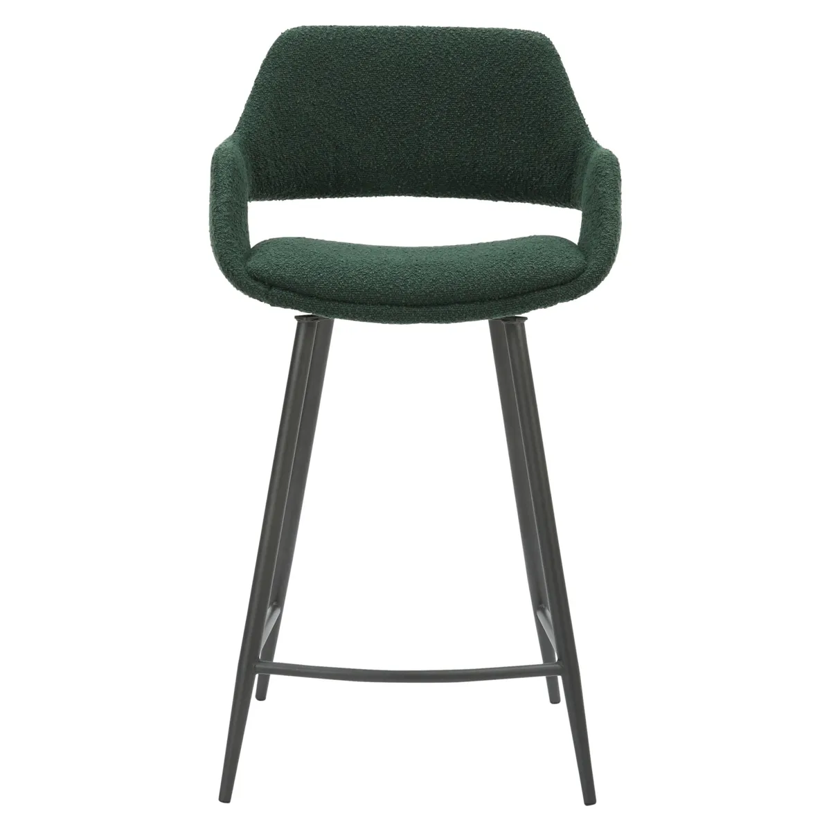 Set di 2 sedie per isola centrale con schienale in bouclé (seduta 65cm) Soho Verde pino