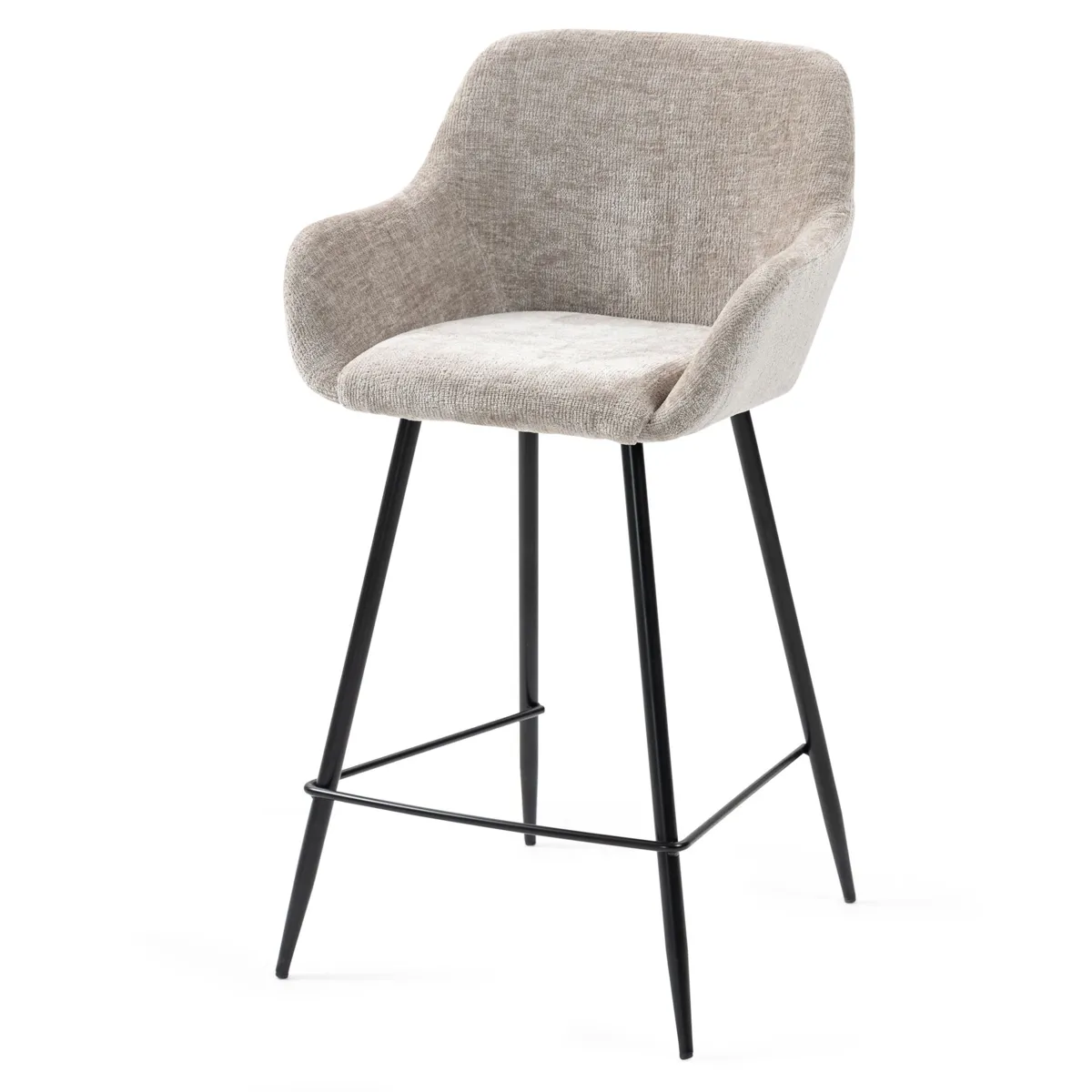 Set di 2 sedie per isola centrale con schienale in tessuto chenille (Altezza seduta 65cm) Zola Tortora