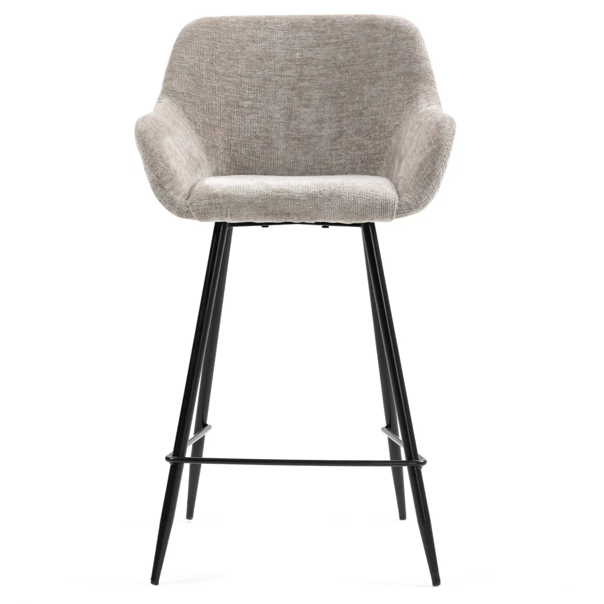 Set di 2 sedie per isola centrale con schienale in tessuto chenille (Altezza seduta 65cm) Zola Tortora