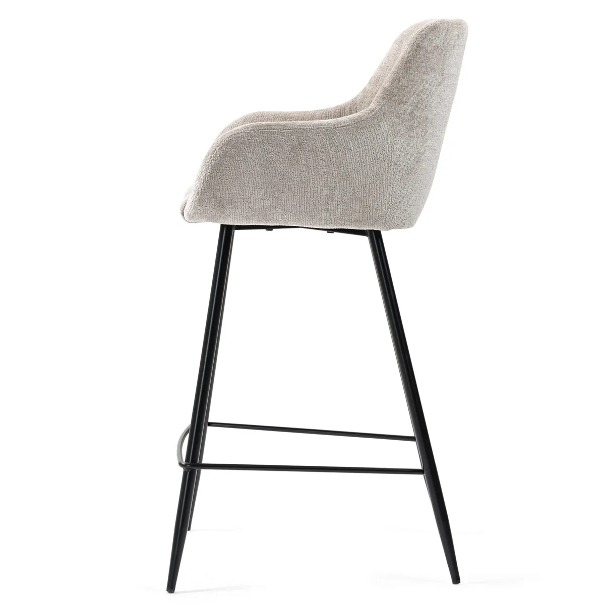 Set di 2 sedie per isola centrale con schienale in tessuto chenille (Altezza seduta 65cm) Zola Tortora