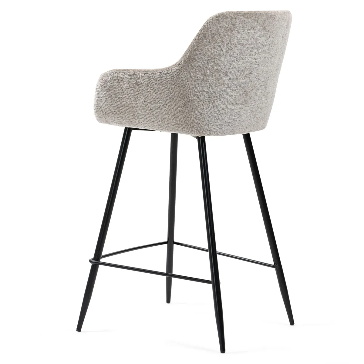 Set di 2 sedie per isola centrale con schienale in tessuto chenille (Altezza seduta 65cm) Zola Tortora
