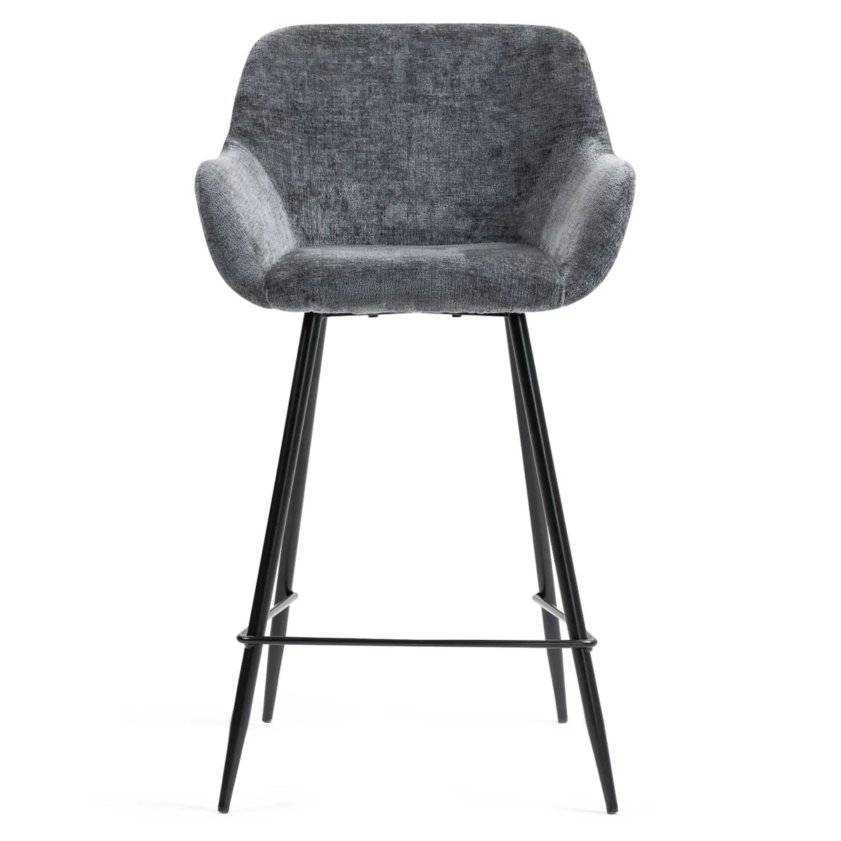 Set di 2 sedie per isola centrale con schienale in tessuto chenille (seduta 65cm) Zola Grigio
