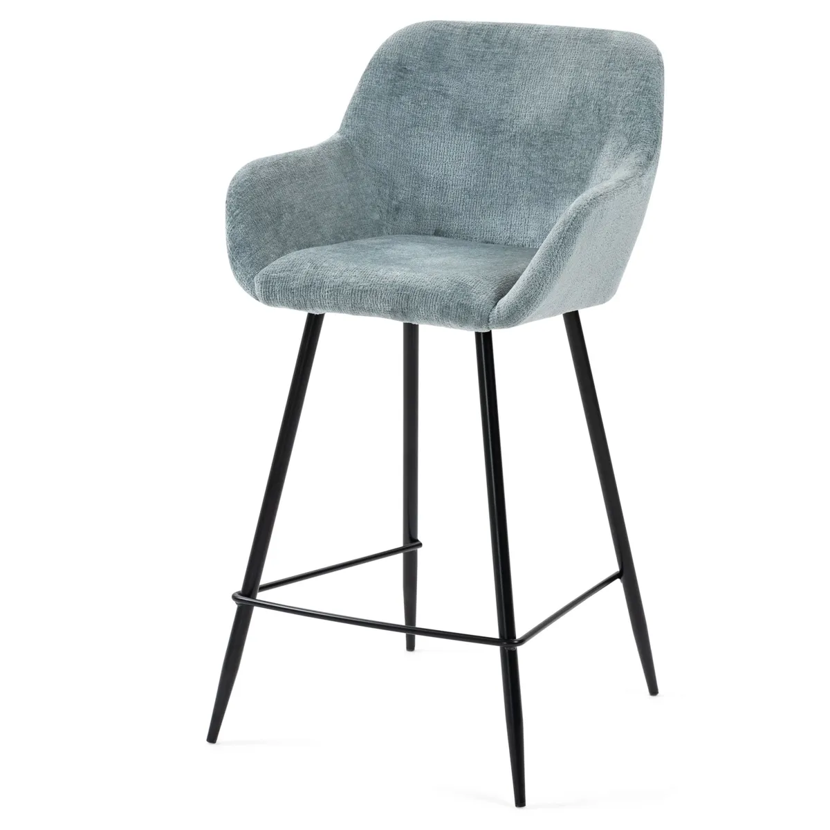 Set di 2 sedie per isola centrale con schienale in tessuto chenille (Altezza seduta 65cm) Zola Blu celadon