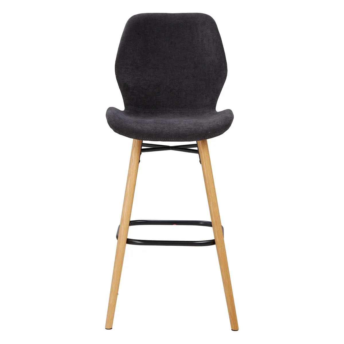 Lot de 2 chaises îlot central avec dossier tissu (Assise 65cm) Malika Noir