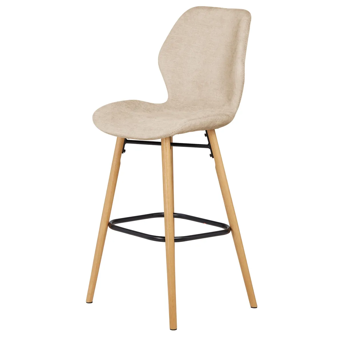 Set di 2 sedie per isola centrale con schienale in tessuto (Altezza seduta 65cm) Malika Beige sabbia